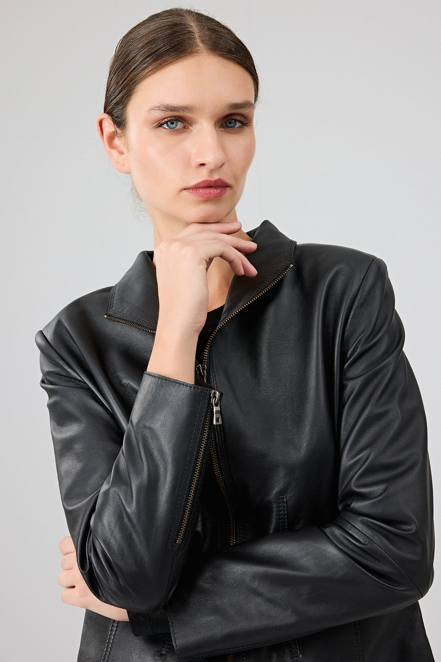 Amy Women's Black Short Leather Jacket