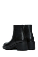 Women's Black Leather Zippered Heeled Classic Boots | Derimod