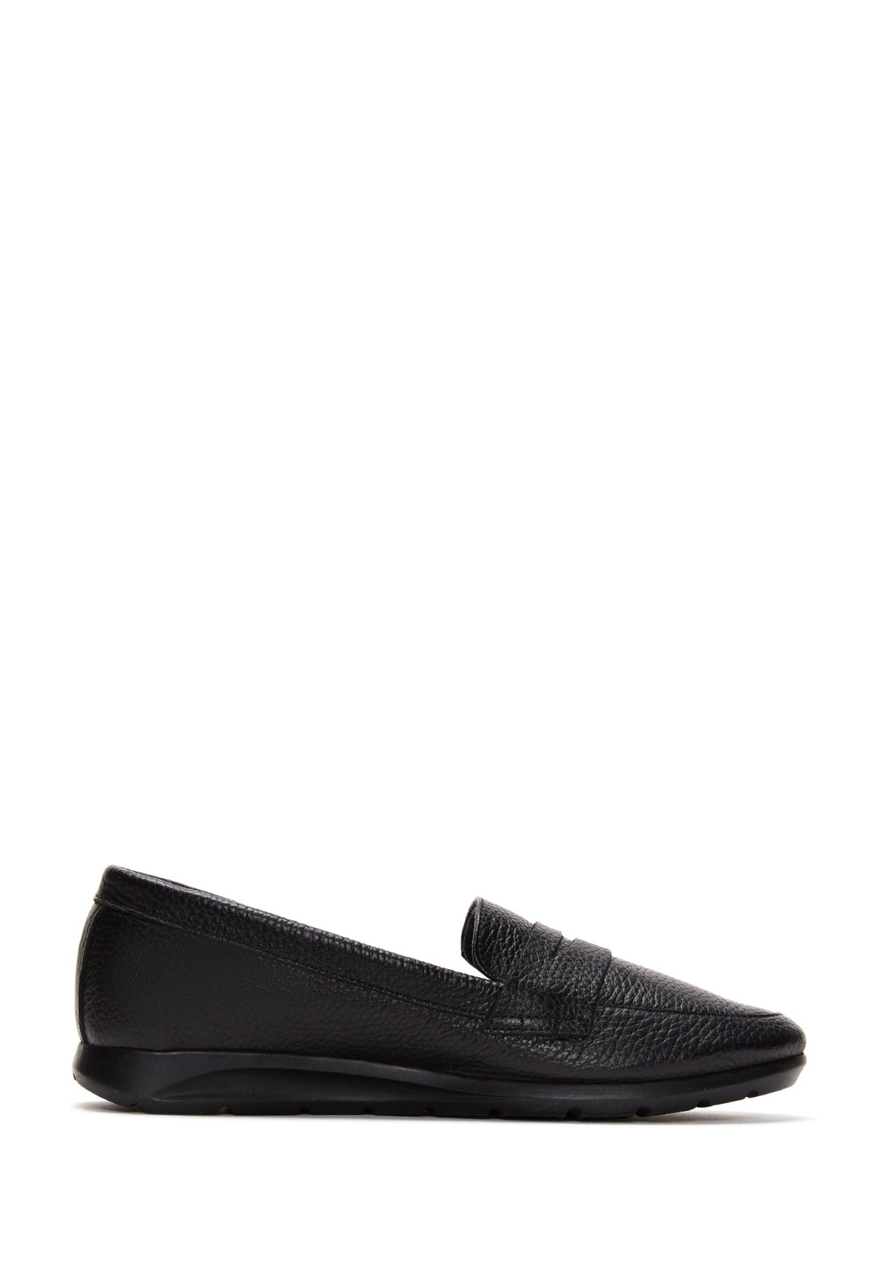 Women's Black Leather Comfort Loafers 26PFD1501FT | Derimod