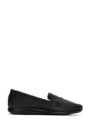 Women's Black Leather Comfort Loafer | Derimod