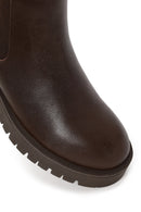 Woman Brown Thick-Soled Leather Chelsea Boots | Derimod