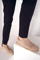 Erkek Bej Bağcıklı Nubuk Deri Sneaker | Derimod