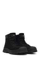 Men's Black Lace-Up Zipper Nubuck Leather Casual Boot | Derimod