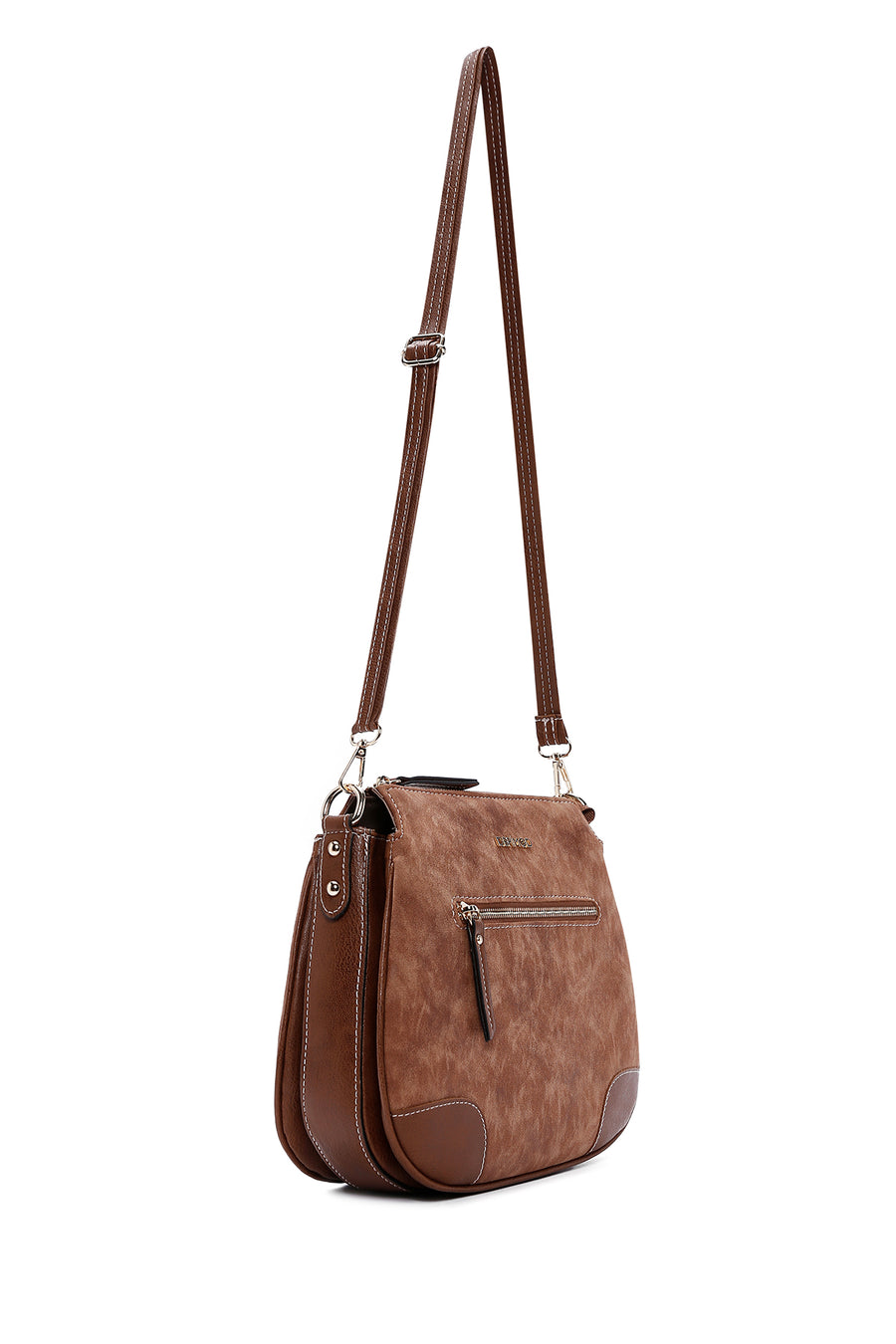 Women's Tan Long Strap Nubuck Shoulder Bag