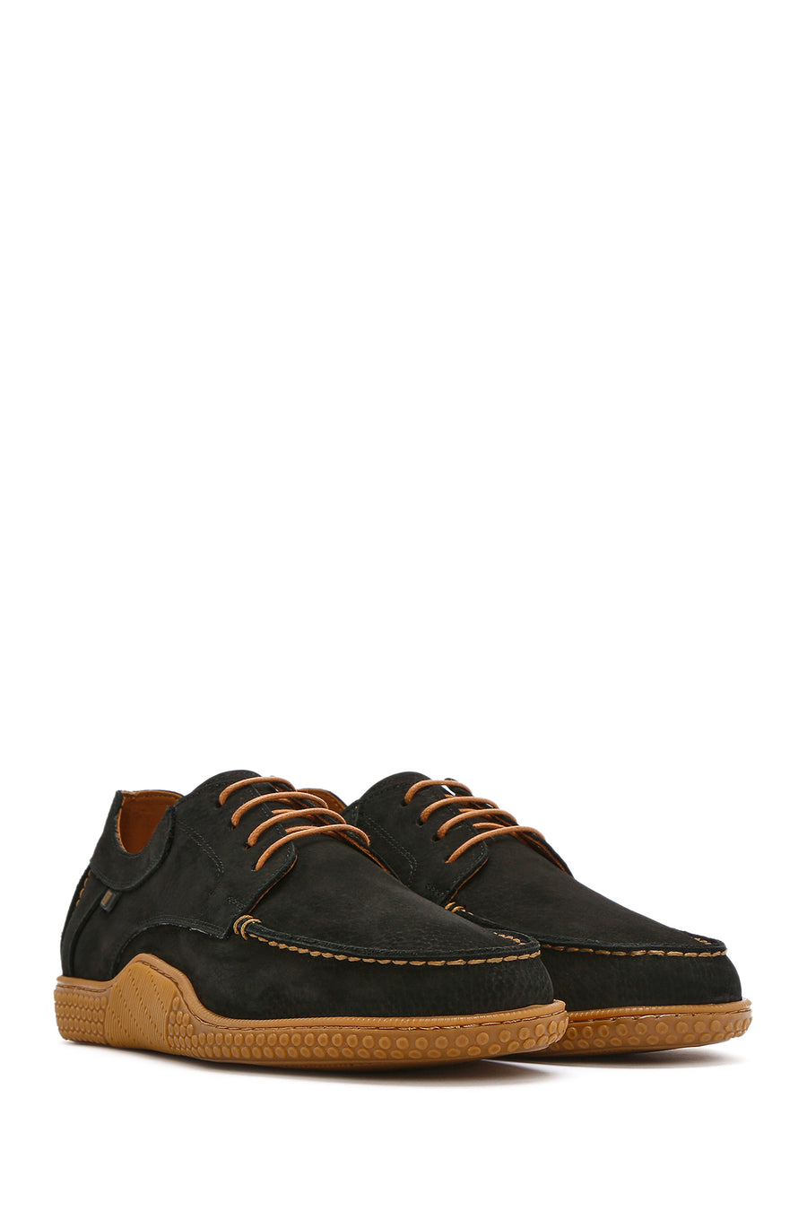 Men's Black Lace-Up Nubuck Leather Casual Shoes
