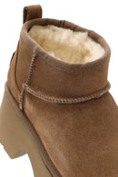 Women's Brown Thick Soled Suede Leather Teddy Boots | Derimod