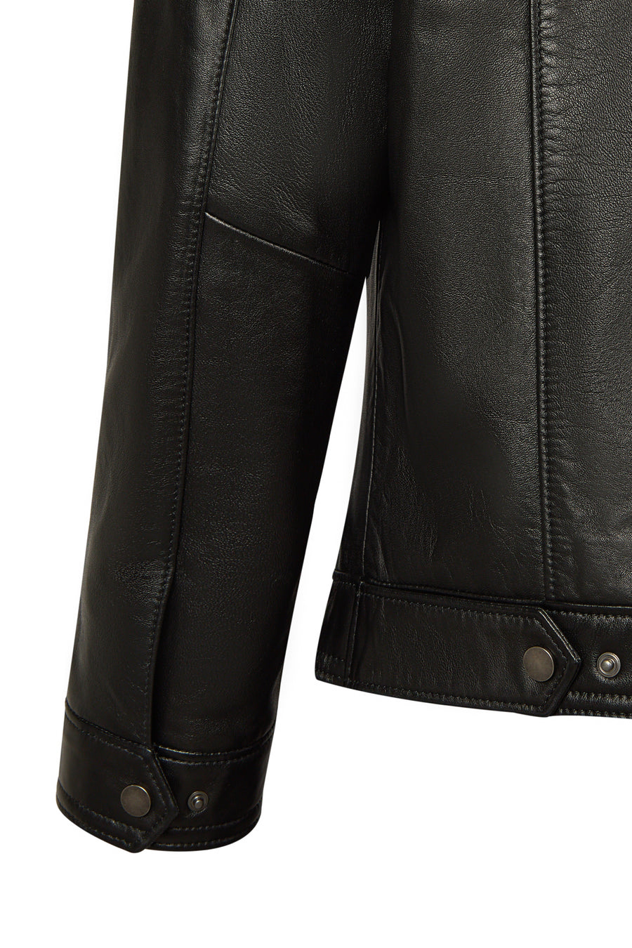 Calvin Male Black Mandarin Collar Leather Jacket