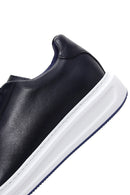 Men's Navy Blue Leather Thick Soled Sneaker | Derimod