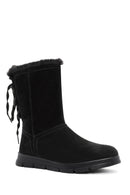 Women's Black Zippered Suede Boots | Derimod