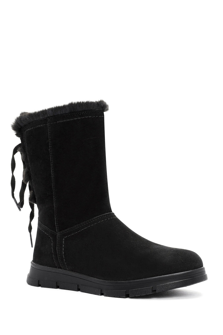 Women's Black Zippered Suede Boots