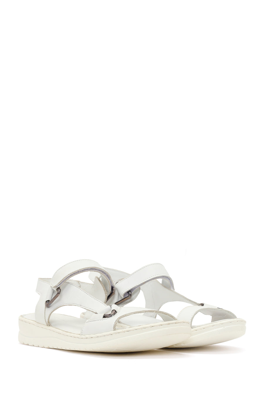 Women's White Leather Comfort Sandals