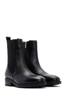 Women's Black Leather Zippered Chelsea Boots | Derimod