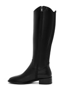 Women's Black Zippered Leather Boots | Derimod