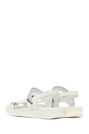 Women's White Leather Comfort Sandals | Derimod
