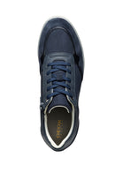 Geox Women's Navy Blue Ilde Thick Sole Lace Up Leather Sneaker | Derimod