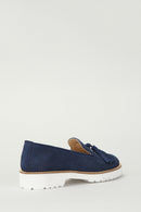 Navy Blue Nubuck Women's Leather Shoes | Derimod