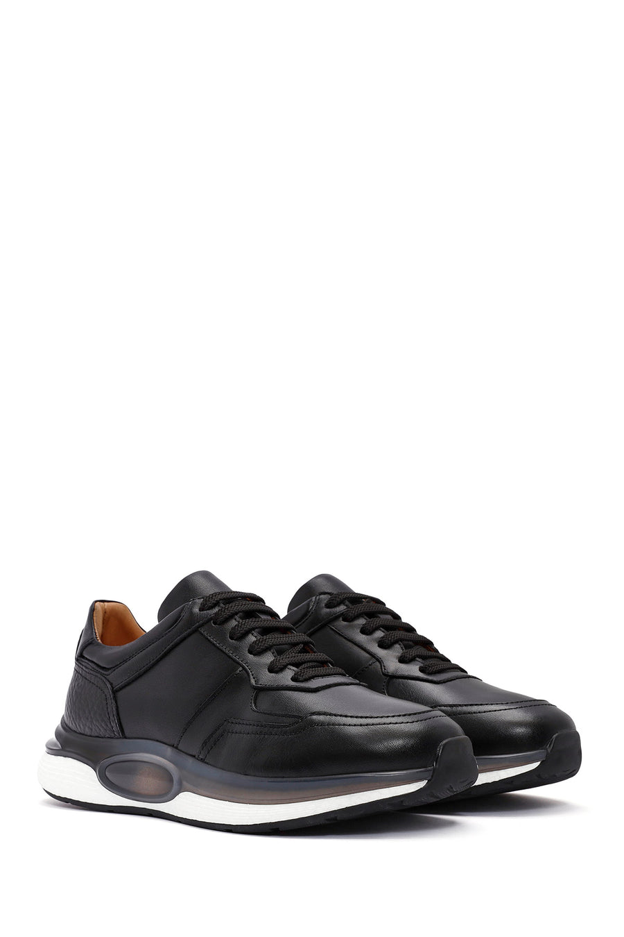Men's Black Lace-up Leather Sneaker