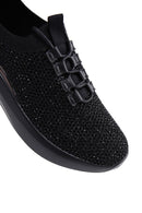 Women's Black Stone Thick Soled Sneaker | Derimod