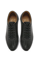 Erkek Siyah Bağcıklı Deri Casual Sneaker | Derimod