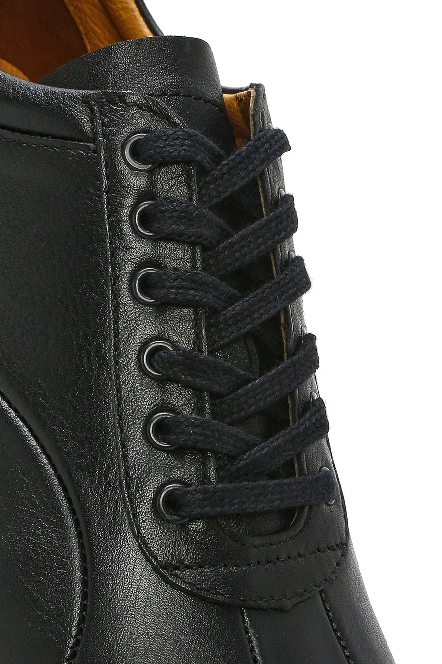 Erkek Siyah Bağcıklı Deri Casual Sneaker