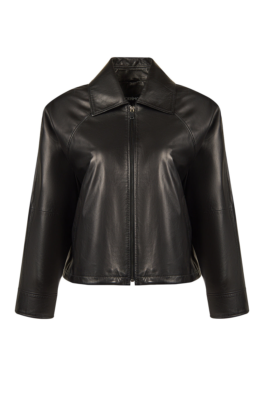 Miami Woman Black Oversize Short Leather Jacket