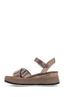 Women's Gray Leather Sandals | Derimod