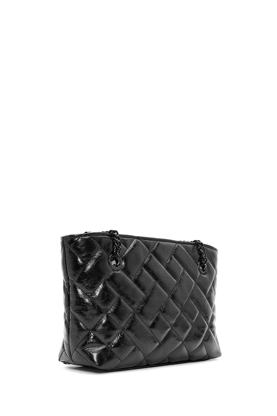 Women's Black Long Chain Strap Quilted Shoulder Bag