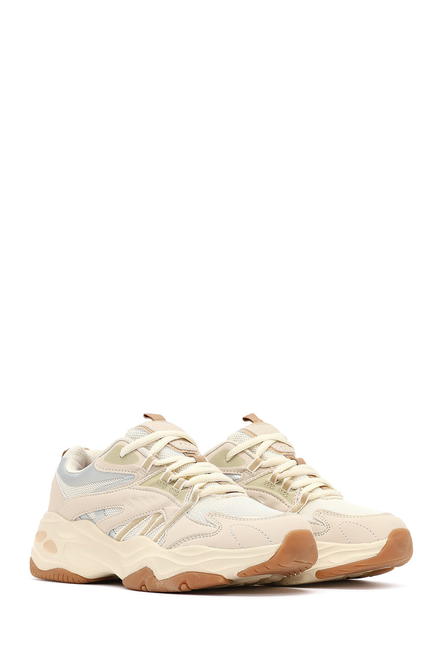 Woman Beige Lace-Up Chunky Sneaker