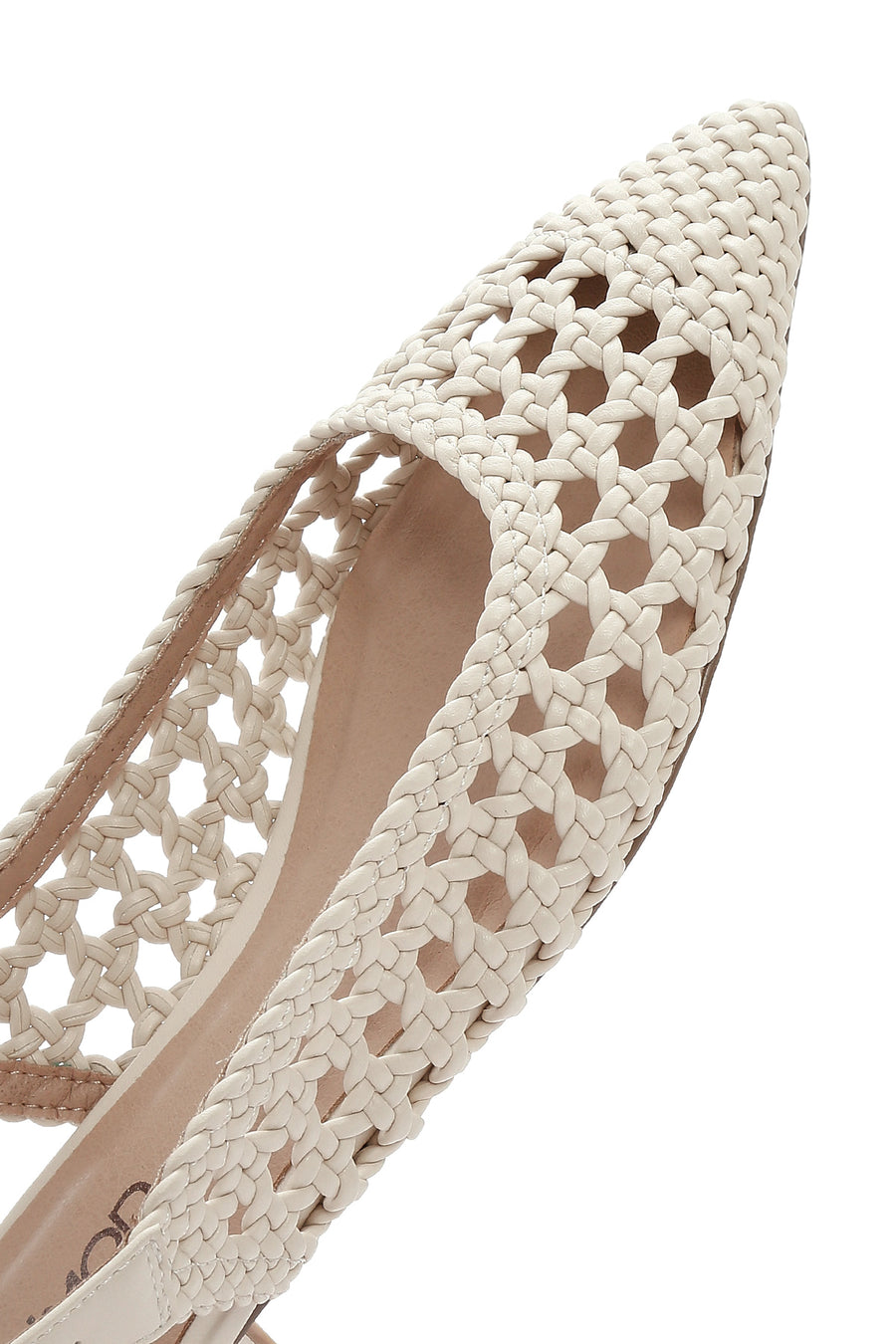 Women's Cream Knitted Open Back Ballerinas