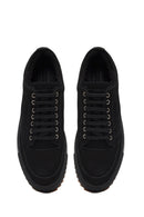 Male Black Lace-Up Thick-Soled Nubuck Leather Sneaker | Derimod