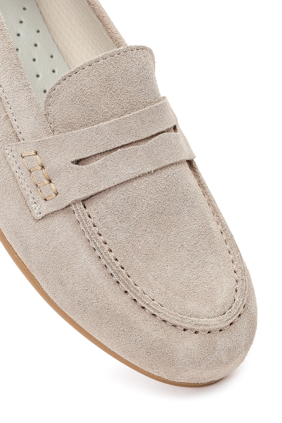 Women's Beige Suede Leather Loafer