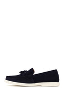 Erkek Lacivert Püsküllü Süet Deri Casual Loafer | Derimod