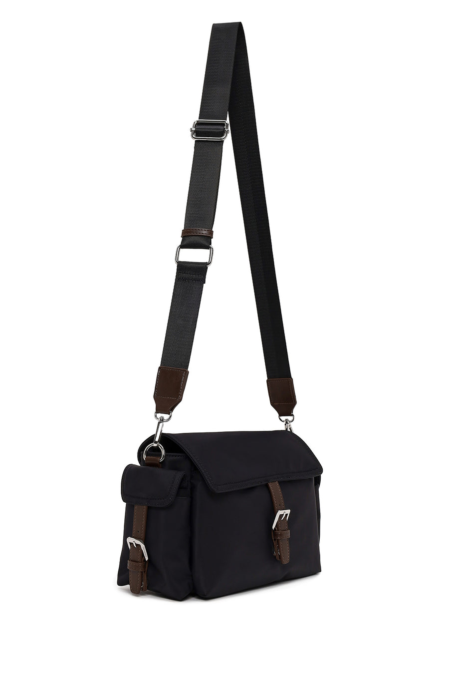 Woman Black Fabric Crossbody Bag