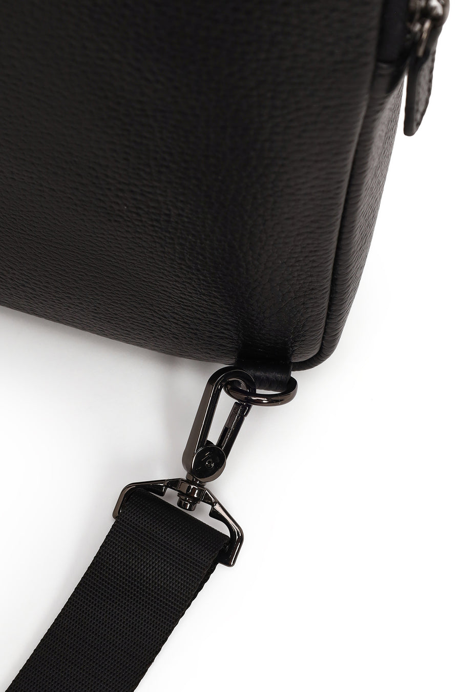 Male Black Leather Mini Crossbody Bag