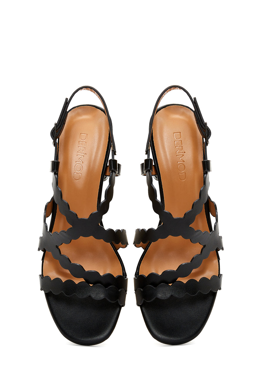 Women's Black Thick Heeled Sandals