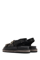 Women's Black Buckled Thick Soled Sandals | Derimod