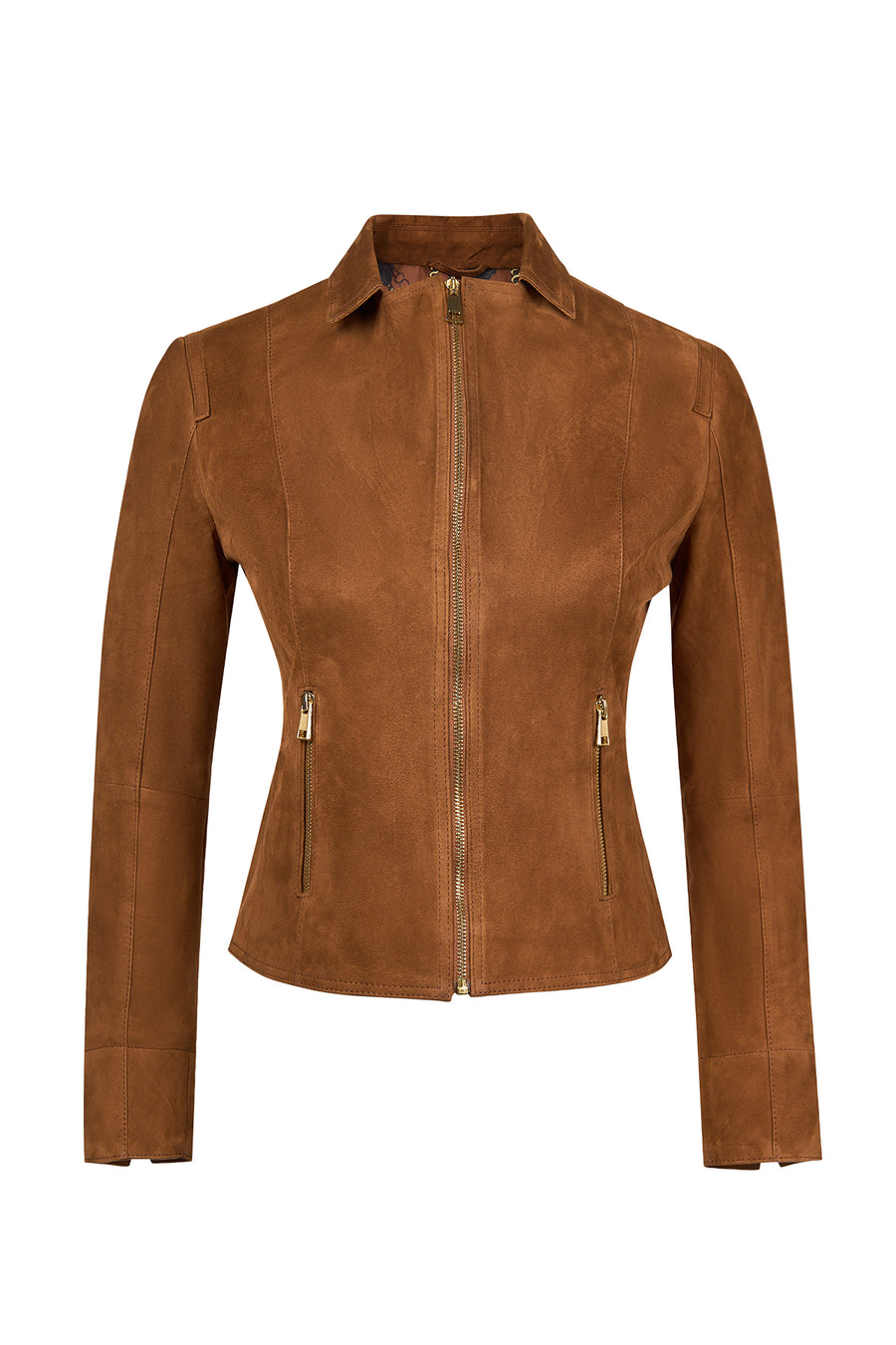 Lara Woman Camel Short Suede Leather Jacket