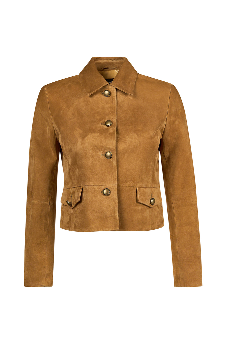 Almira Woman Camel Short Suede Leather Jacket