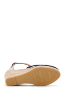 Women's Navy Blue Ankle Strap Wedge Heeled Espadrille | Derimod