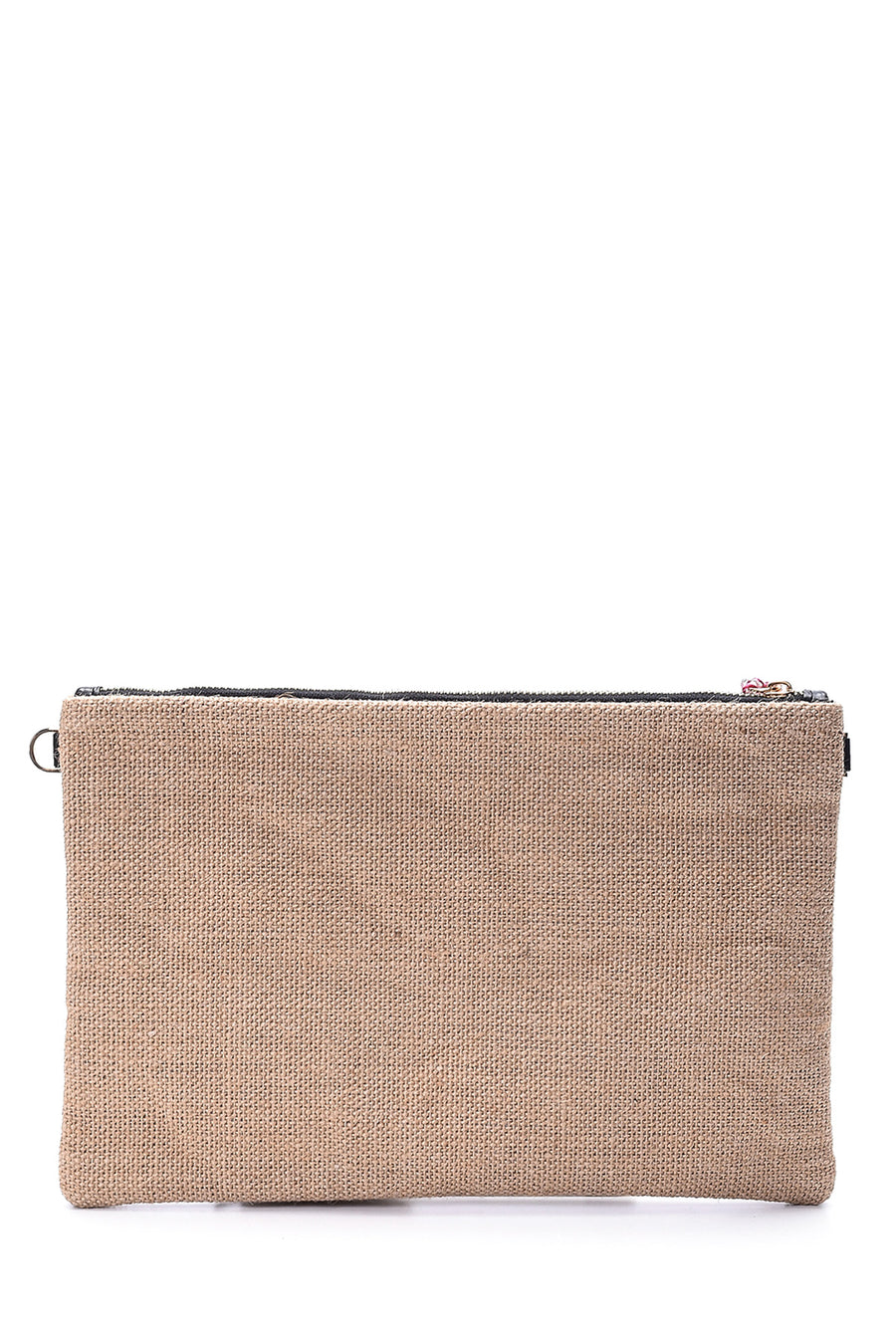 Women's Straw Flamingo Patterned Clutch Bag