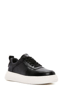 Men's Black Lace-up Thick-Sole Leather Sneaker | Derimod