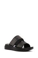 Women's Black Stone Comfort Slippers | Derimod