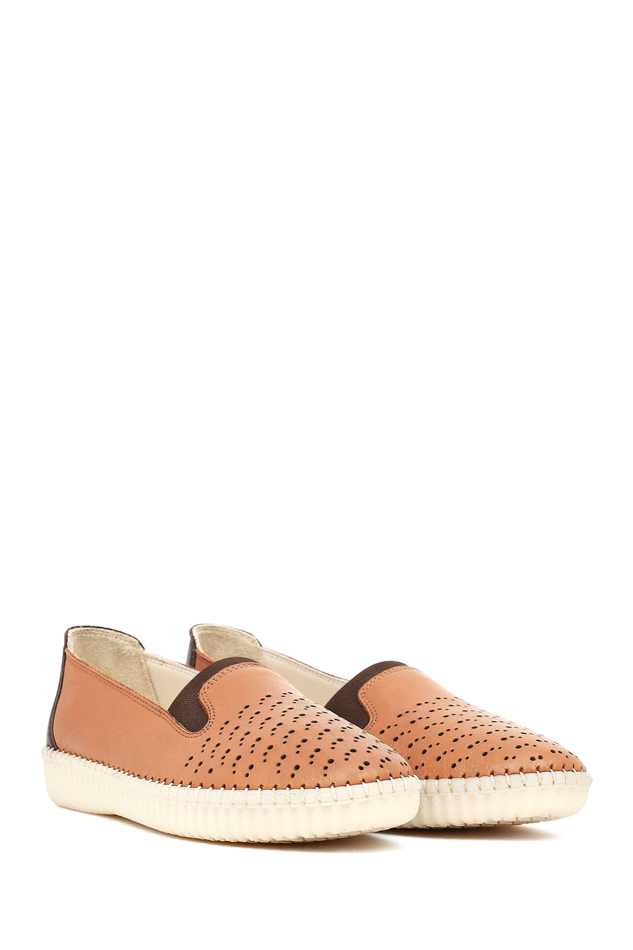 Woman Tan Leather Comfort Shoes