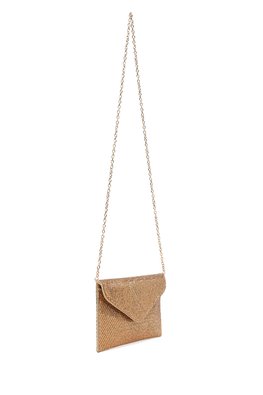 Woman Gold Chain Strap Embellished Evening Bag