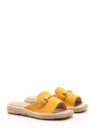 Women's Suede Buckle Espadrille Slippers | Derimod