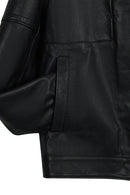 Bastoni Male Black Shirt Collar Leather Jacket | Derimod