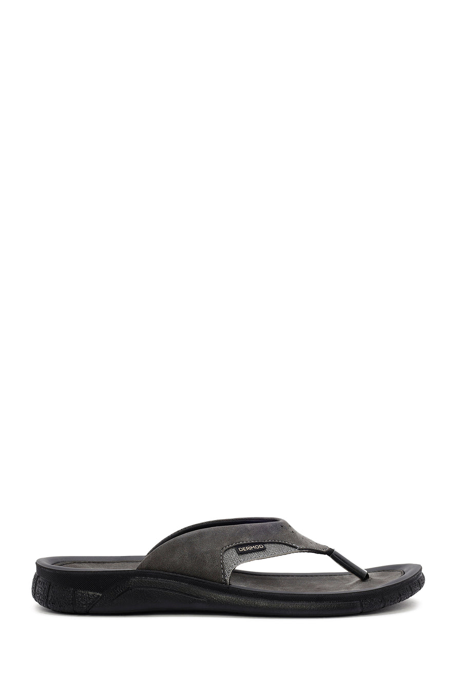 Men's Gray Flip Flop Nubuck Leather Slippers 24SFD6790V3 | Derimod