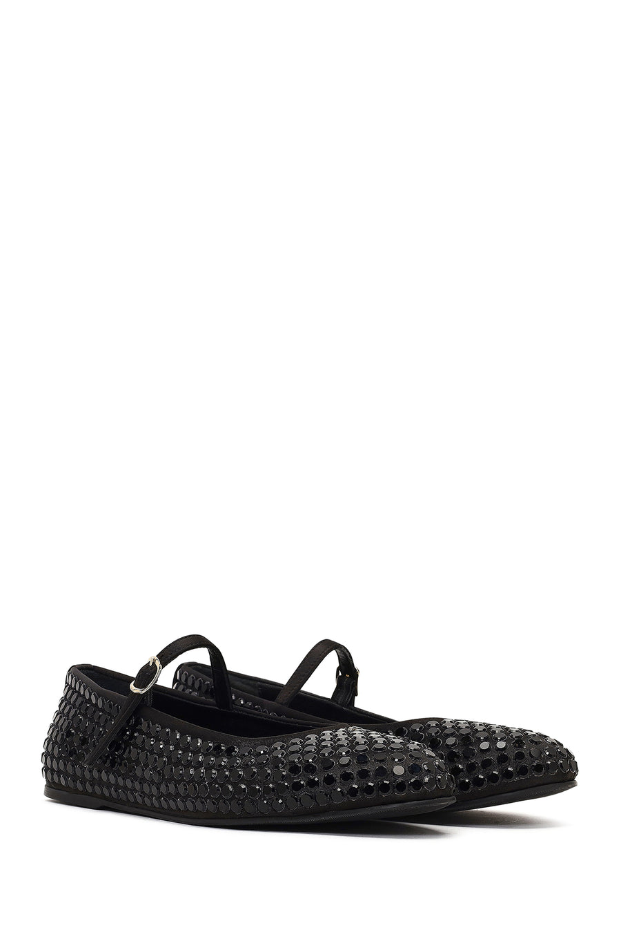 Women's Black Stone Leather Ballet Flats