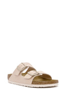 Birkenstock Women's Beige Arizona Bf Double Buckle Slippers | Derimod