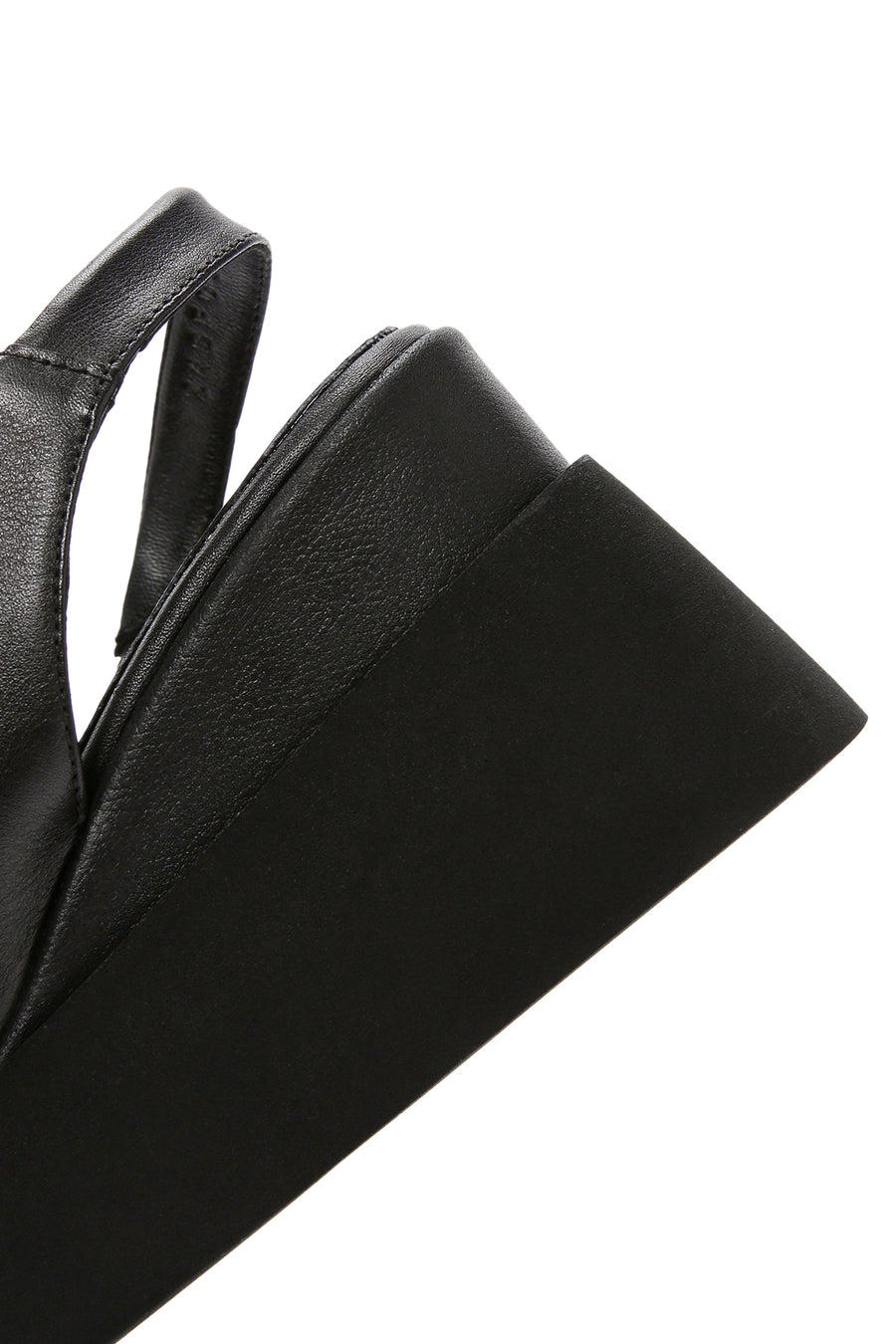 Women's Black Wedge Heeled Leather Sandals